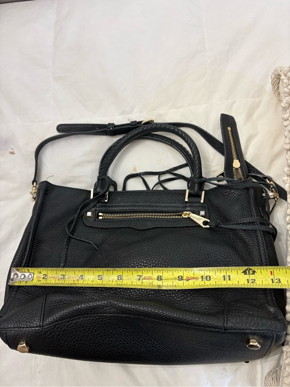Rebecca Minkoff Black Leather Shoulder Satchel with Gold Hardware